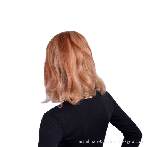 AISHILI hair Wholesale Synthetic Wigs Medium Long Hair Light Brown Natural Wave Wig For Women